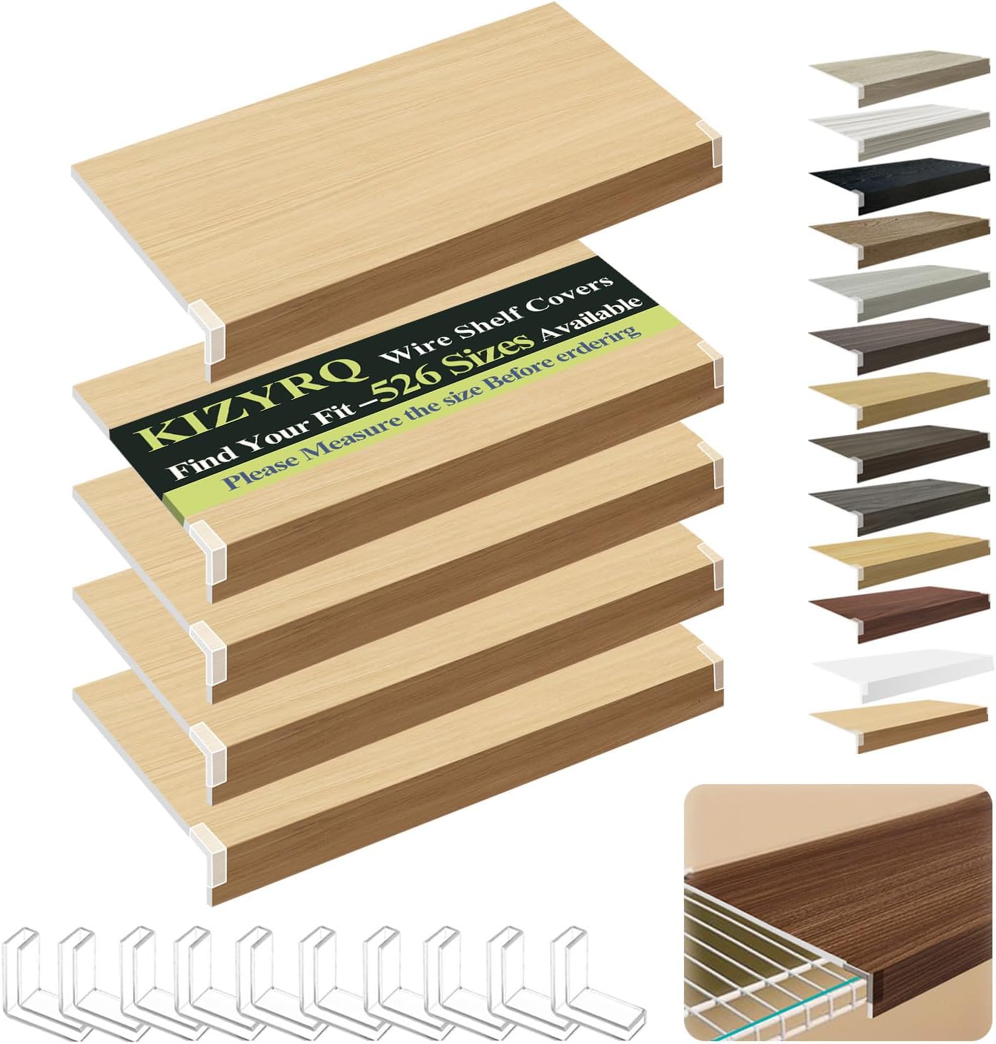 5 Pack Wire Shelf Covers,36x12x3in Wire Rack Covers for Pantry Durable PVC Shelf Liners-0.31 inch Thick, Moisture-Resistant Shelves Cover for Store Pantry Kitchen Removable Closet,#02 Wood Color