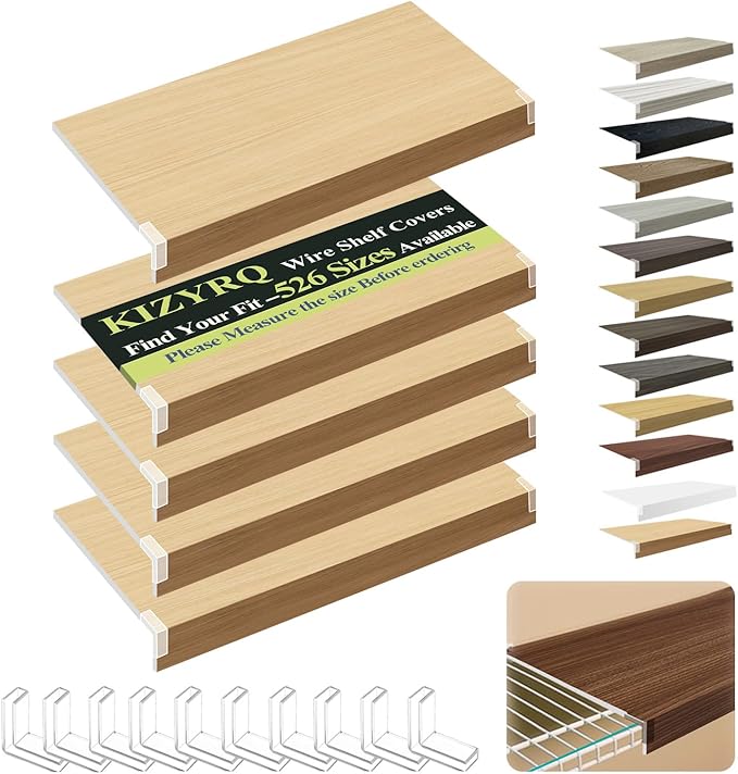 5 Pack Wire Shelf Covers, 35x12x3in, #02 Wood Color