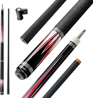 KONLLEN カーボンファイバー プールキュー 147cm 低ディフレクション | 12.5mmタップ、アバロン貝インレイ、3/8×8ジョイント、重量調整対応、上質ウッドハンドル