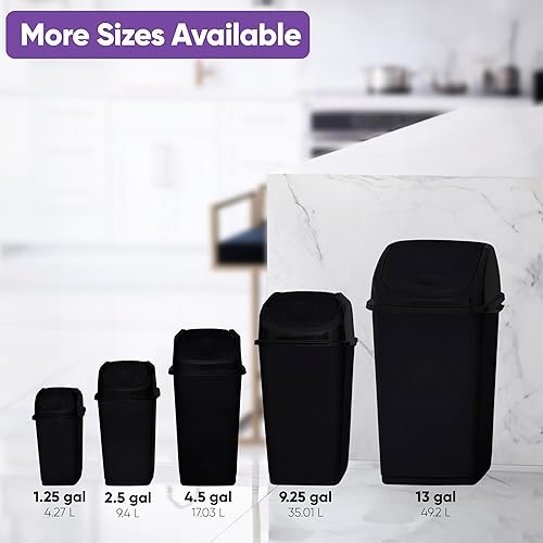 Miniatura 9 de Superio Bote de basura mediano con tapa de plástico de 4.5 galones, cubo de basura delgado para debajo del fregaderogabinete, lavandería, cocina,
