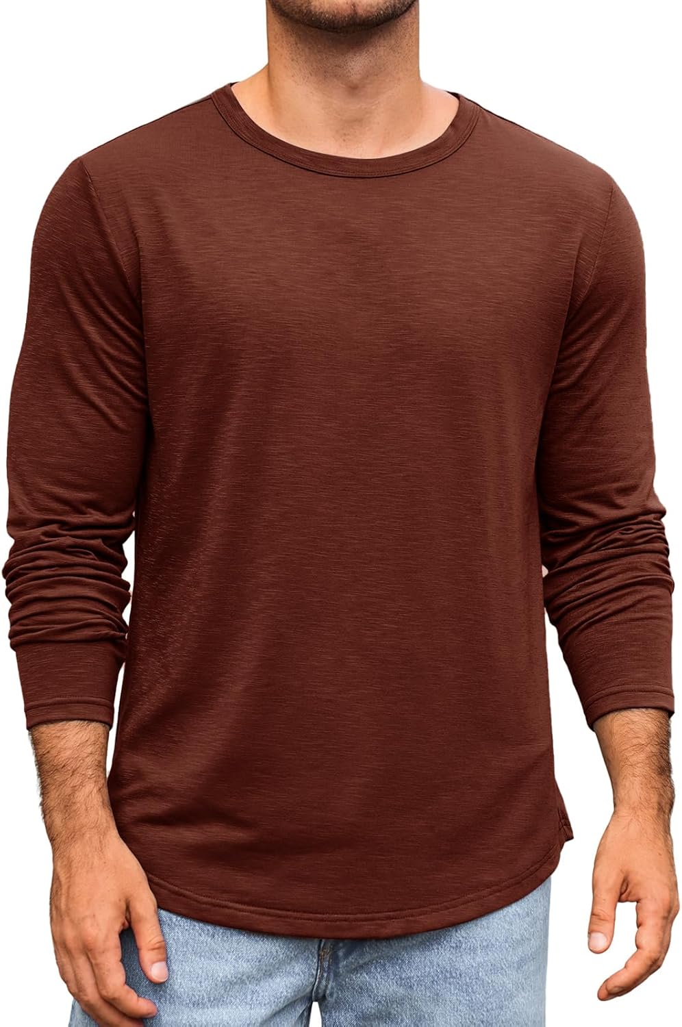 Runcati Heren shirt met lange mouwen ronde hals lange mouwen effen Runcati Heren shirt met lange mouwen ronde hals lange mouwen effen