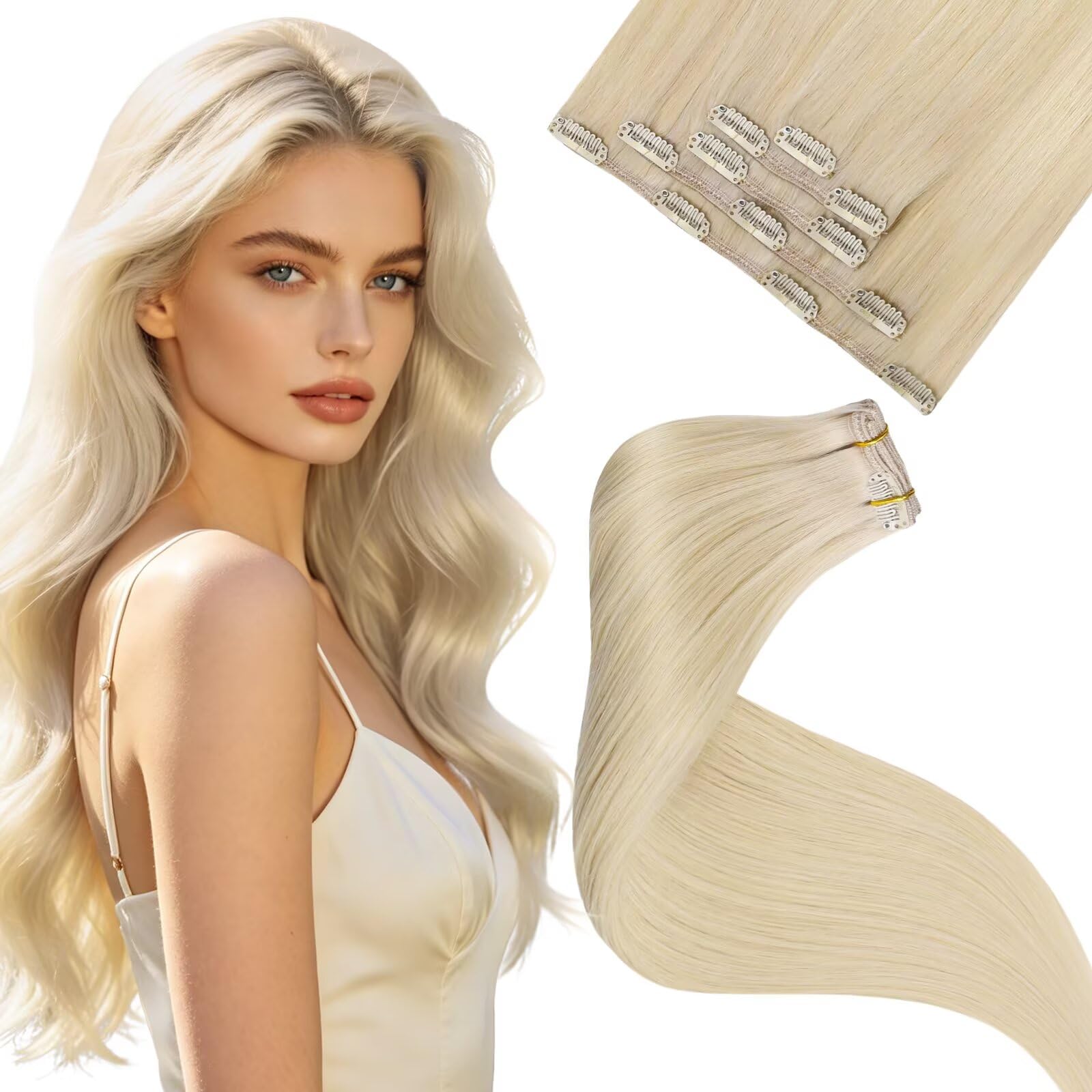 LaaVoo Extensions Echthaar Echt Haar Extension Clip Haarverlängerung Echthaar