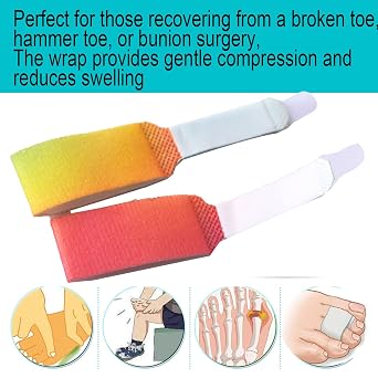 Hammer Toe Straightener Reusable Broken Toe Wraps for Bent Toes Fabric Buddy Toe Splint, Hammertoe Straightener 6 Pieces