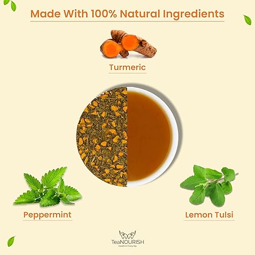 Miniatura 2 de TeaNOURISH Té de hierbas Tulsi de menta y cúrcuma  Superalimentos indios  Mezcla de cúrcuma, tulsi y menta  Apoyo inmunológico  Ingredientes 100%
