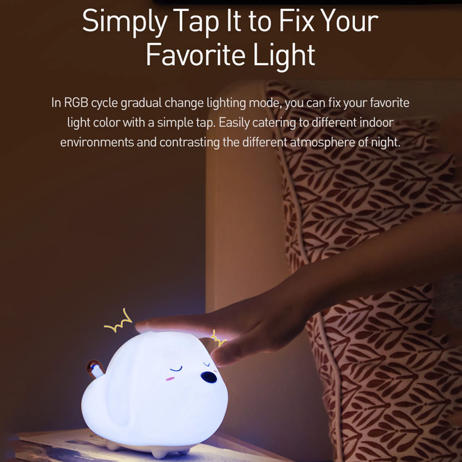 Veilleuse LED De Dessin Animé, Lampe D'ambiance pour Enfants Rechargeable par USB À Intensité Variable en Silicone Doux pour Le Décor De Lampe De Chevet De Cadeau d'anniversaire,A