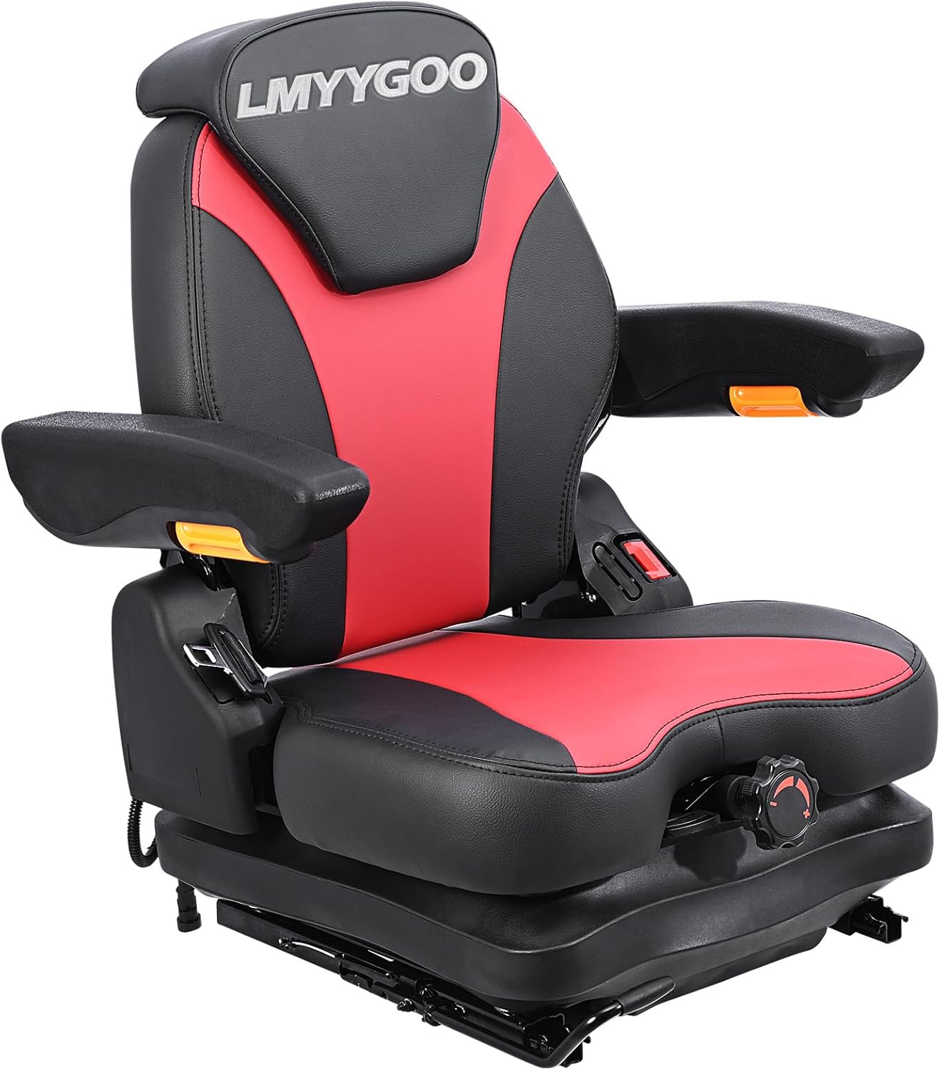 Universal Lawn Mover Seat, Zero Turn Mower Suspension Seat,Highback Low Suspension Forklift Seat with Adjustable Headrest,Adjustable Armrests Shock Absorber Heavy Duty Seat