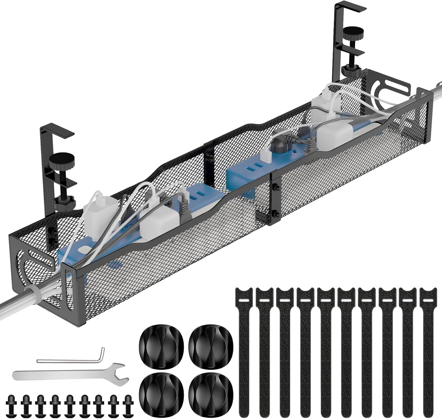 Cable Management Under Desk Tray, Cable Raceway Organizer, Cable Management Box, Cord Organizer, Under Desk Storage for Office Home – No Drill Black Cable Management Under Desk Tray, Cable Raceway Organizer, Cable Management Box, Cord Organizer, Under Desk Storage for Office Home – No Drill Black