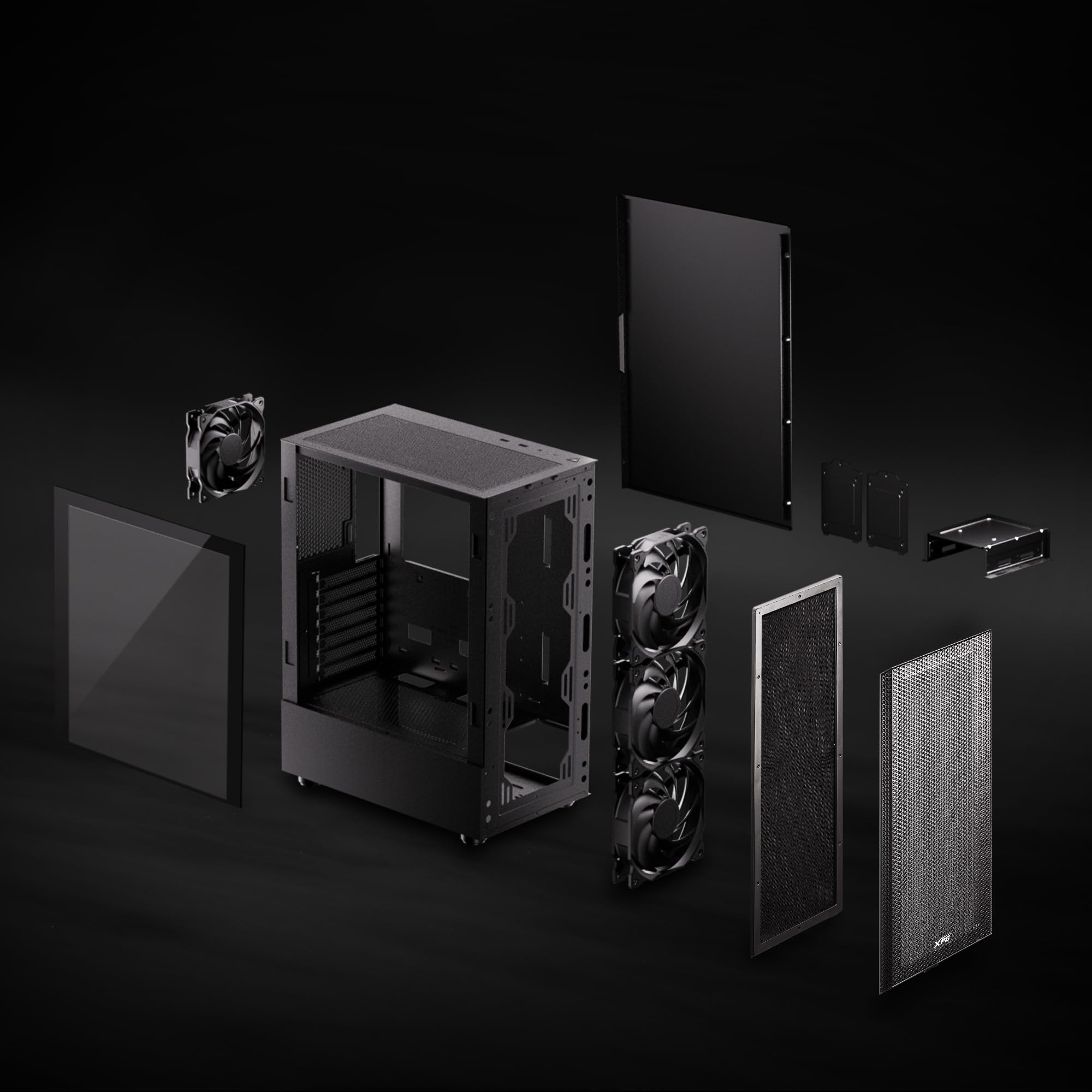 XPG Valor Mesh - Caja compacta ATX de Torre Media, diseño de Panel Frontal de Malla, Panel Lateral de Vidrio Templado de 3 mm, 4 Ventiladores de 120 mm preinstalados