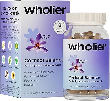 wholier Cortisol Support Supplement with Ashwagandha, Rhodiola, Saffron & L Theanine Adaptogen Blend for Overall Wellness Support, Vegan Capsules, Gluten Free, Non GMO, 60 Count, 30 Servings