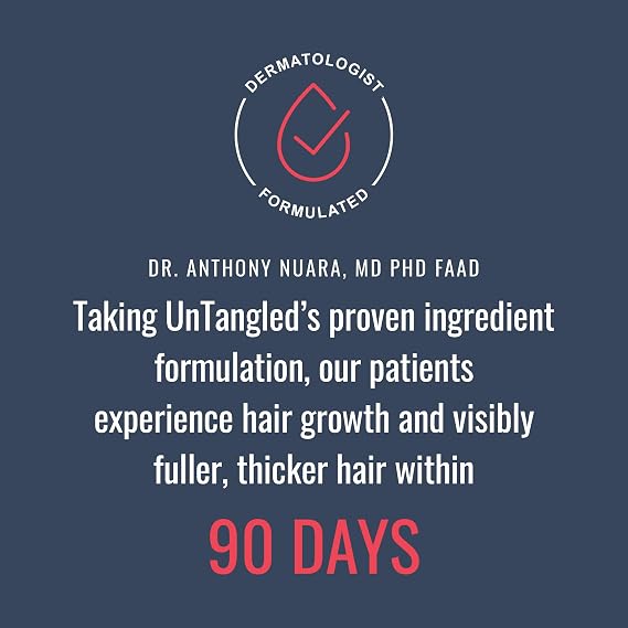 Foundation Skincare UnTangled Hair Vitamins (60-day supply) - Collagen & Biotin Supplement for Women & Men, Visibly Thicker, Faster Hair Growth