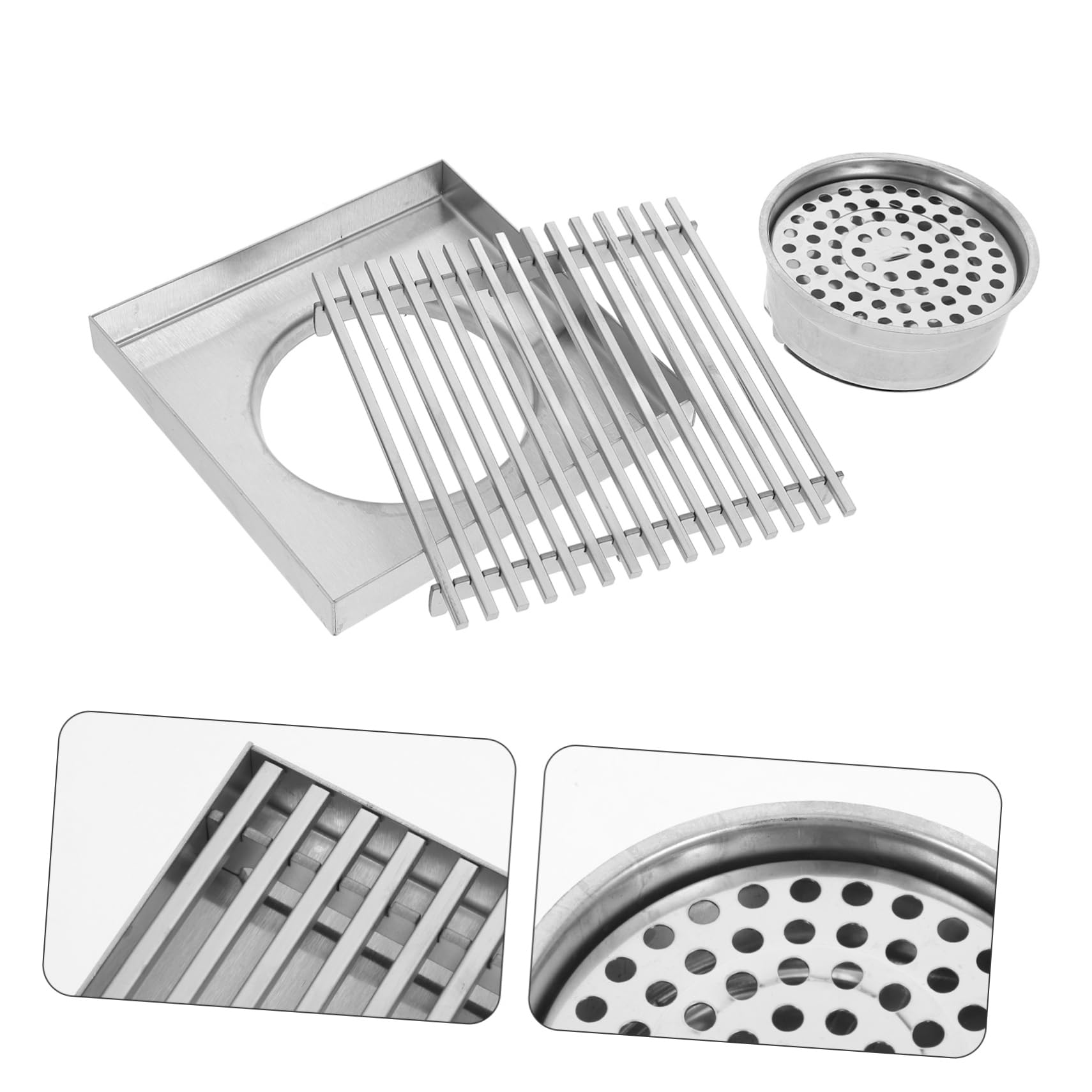 Operitacx Desagüe de Suelo de Acero Inoxidable Grande para Patio Baño Ducha Recogedor de Pelos Rejilla de Ducha