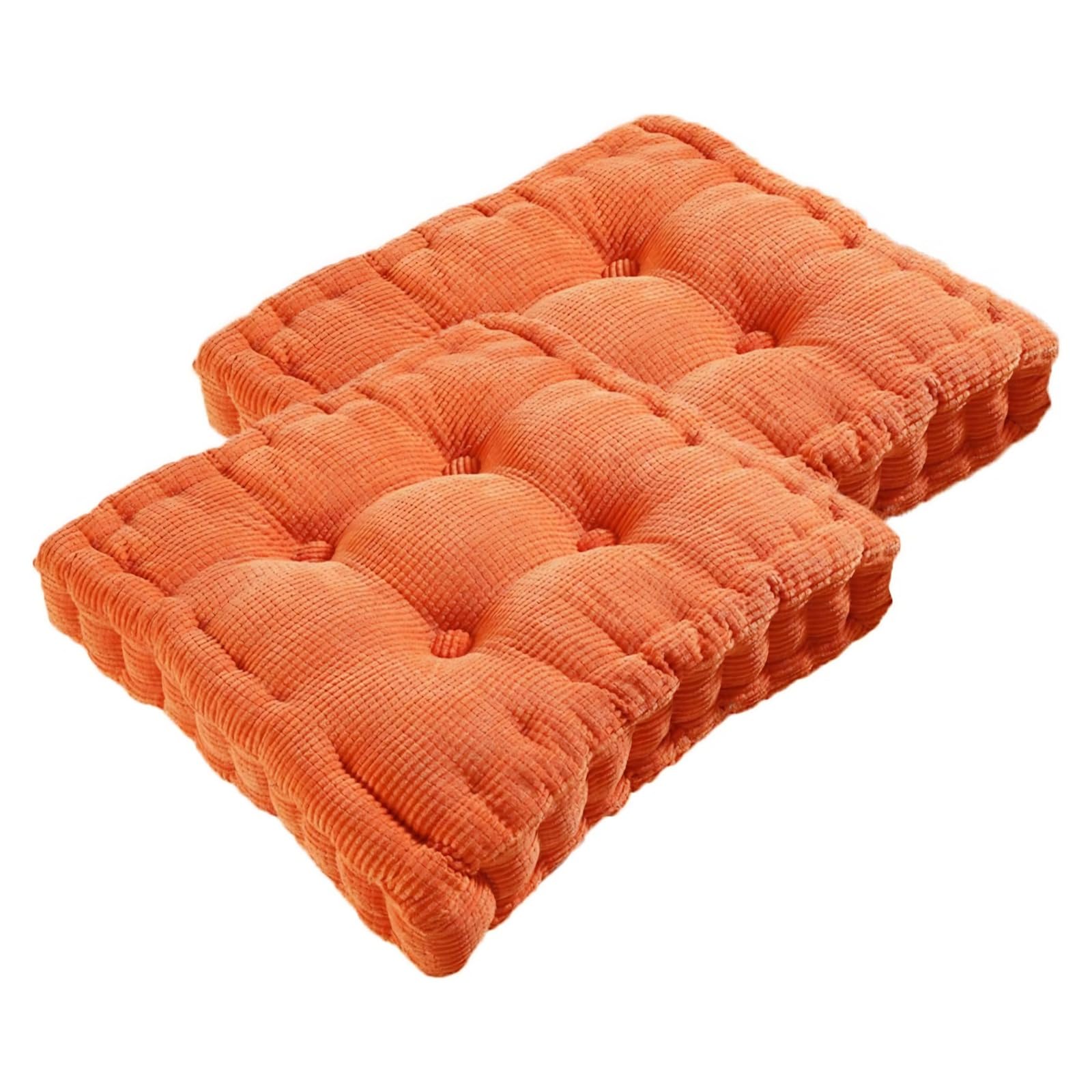 NMGBRDM 2 PCS Square Floor Pillow, 8cm Thickened Meditation Mat,Yoga Seating For Tatami, Chair Pad For Living Room Garden Balcony Office(Size:45cm(2 pc),Color:Orange)