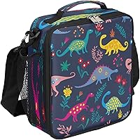 Vista 26 de Lonchera Flamingo para niños, bolsa de almuerzo aislada con piña para niñas y niños, bolsa de preparación de comidas congelable con correa