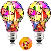Lustaled Stained Glass Light Bulb Indoor 6W LED Dimmable Mosaic Light Bulb