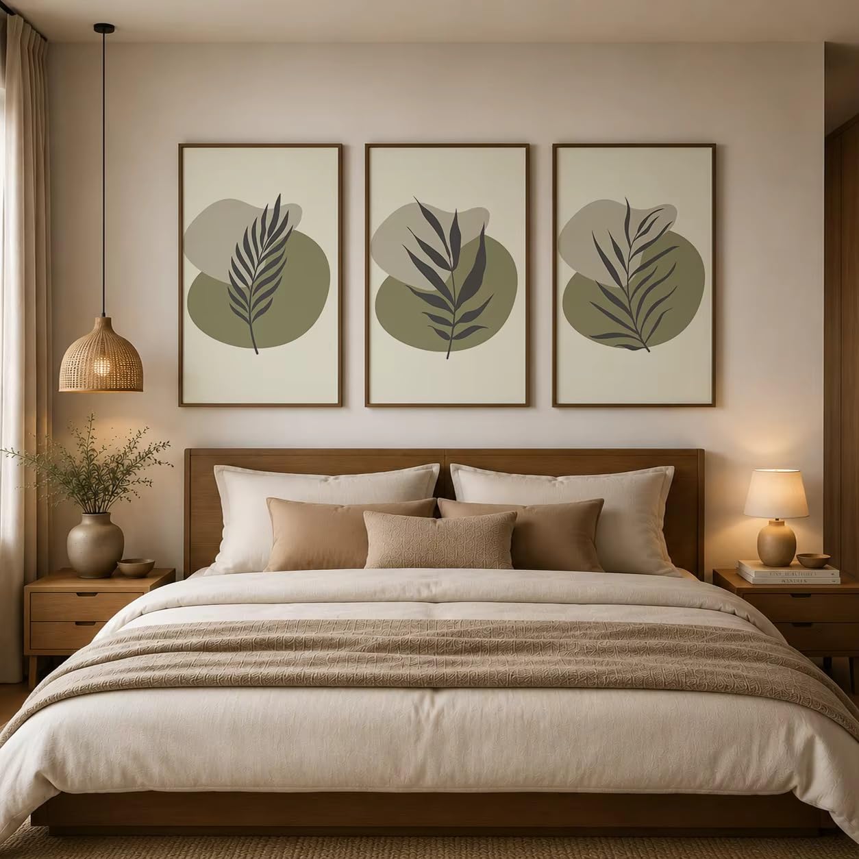 LTjiajuypd Quadri astratti da parete con motivi botanici minimalisti su tela, in stile nordico, stampe per l'arredamento del soggiorno (50x75 cm - 3 pezzi)