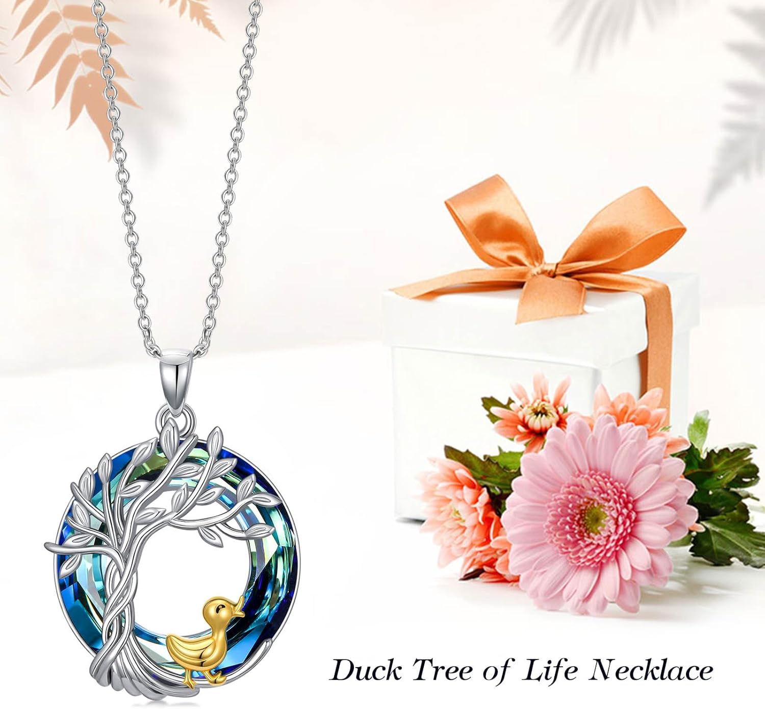 TOUPOP Tree of Life Chicken/Duck/Goose Necklace 925 Sterling Silver Crystal Jewelry Gifts for Women - Image 3
