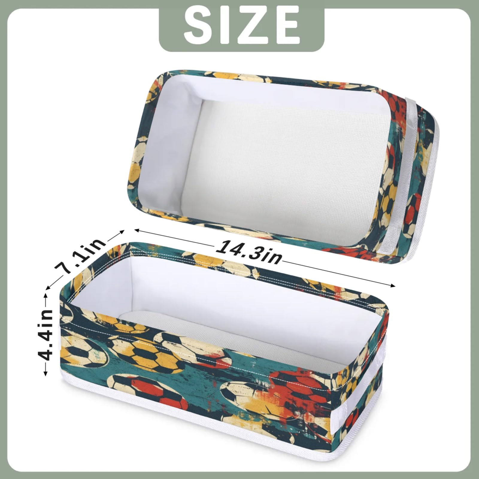 Tablerazzi Toilet Tank Topper Paper Basket with Handle, Soccer Ball Bathroom Storage Basket for Organizing, Small Fabric Storage Bins for Bathroom Decor