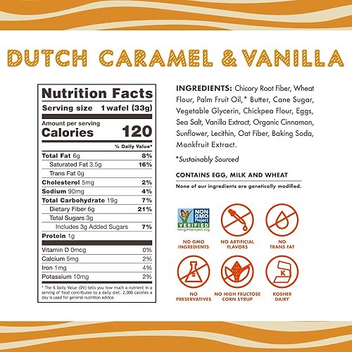 Miniatura 29 de Rip Van Wafels - Stroopwafels pequeños de caramelo holandés y vainilla, bajo en carbohidratos/calorías (0.11 onzas), sin OGM, para dieta cetogénica