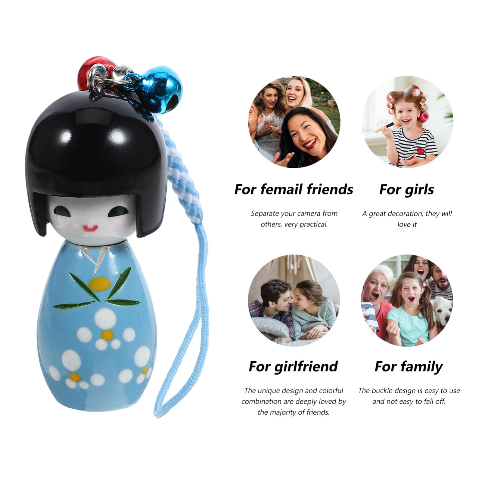 DIYEAH Japanese Style Doll Pendant Kimono Doll Key Ring Cute Cartoon Keychain for Phone Bag Backpack Decor Lightweight 5.12In - Image 2