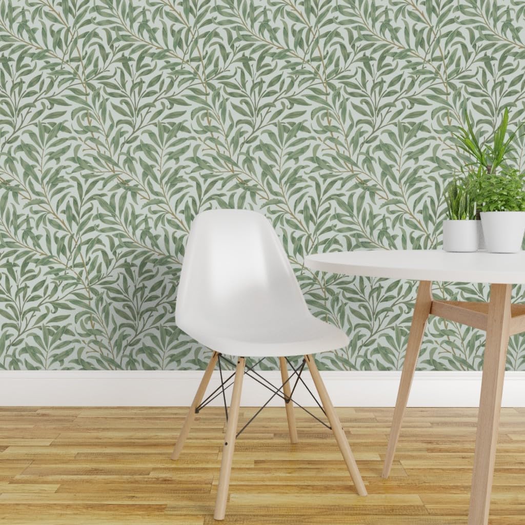 Removable Wallpaper 12ft x 2ft - Willow Bough William Morris Antique Victorian Art Nouveau Edwardian Arts and Crafts Custom Pre-Pasted Wallpaper by Spoonflower