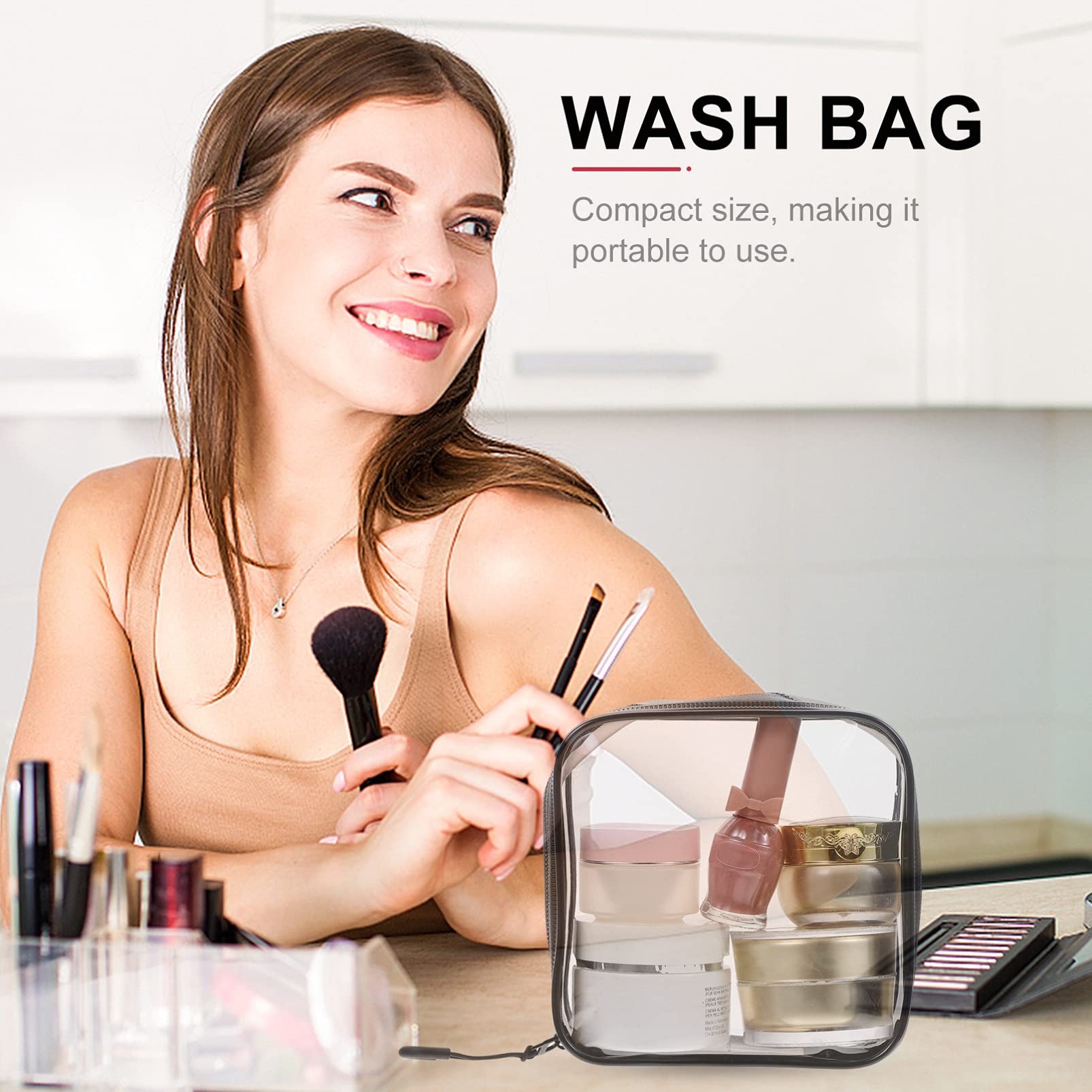 POPETPOP 8pezzi Borsa Sacchetti Viaggio Trasparenti Per Organizzatori Maneggevoli Per Make-up e Accessori Per Trasporto Liquidi e Toiletry