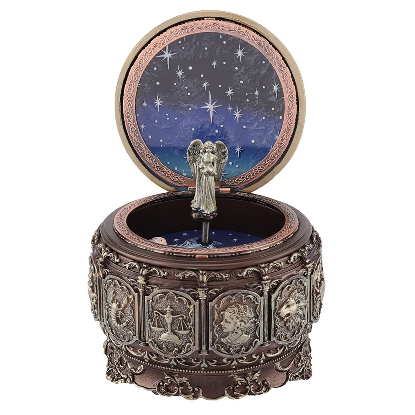Greensen Caja de Música Vintage con Diosa Giratoria y Luces LED, Reproduce la Melodía en el Cielo para Regalos, Coleccionistas, Niños y Adultos (Acuario)