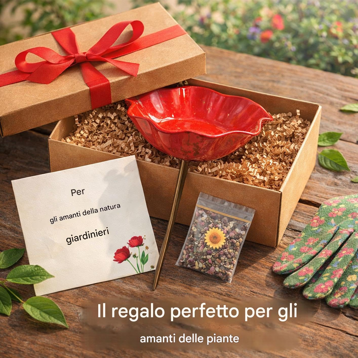 Fiore in metallo fatto a mano abbeveratoio per uccelli e insetti Paletto da giardino (3 sztuki)