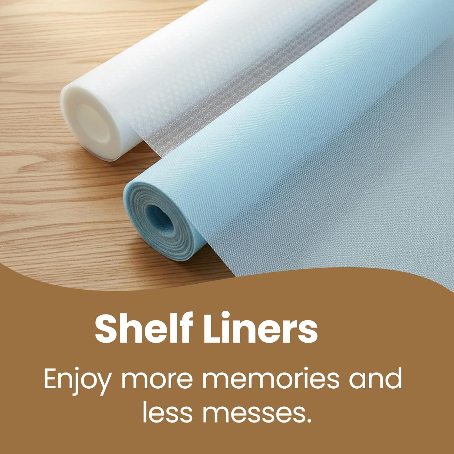 2 Rolls Shelf Liners for Cabinets (24"x196" 1 Pack Blue,12"x196" 1 Pack Clear), 100% EVA Waterproof Kitchen Drawer Liner, Shelf Liners for Kitchen Cabinets Non-Adhesive