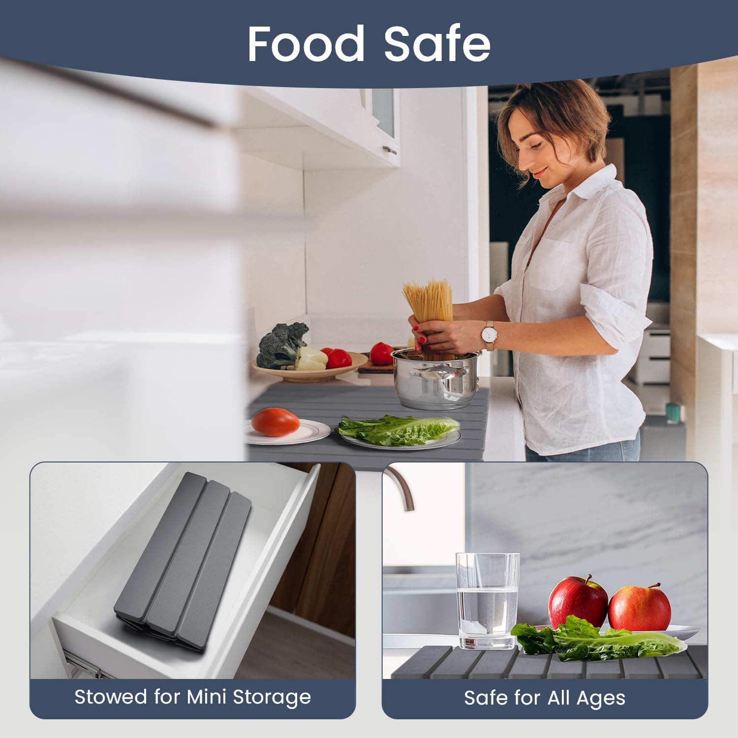 Stone Drying Mat for Kitchen Counter, 23.6" Foldable Diatoeous