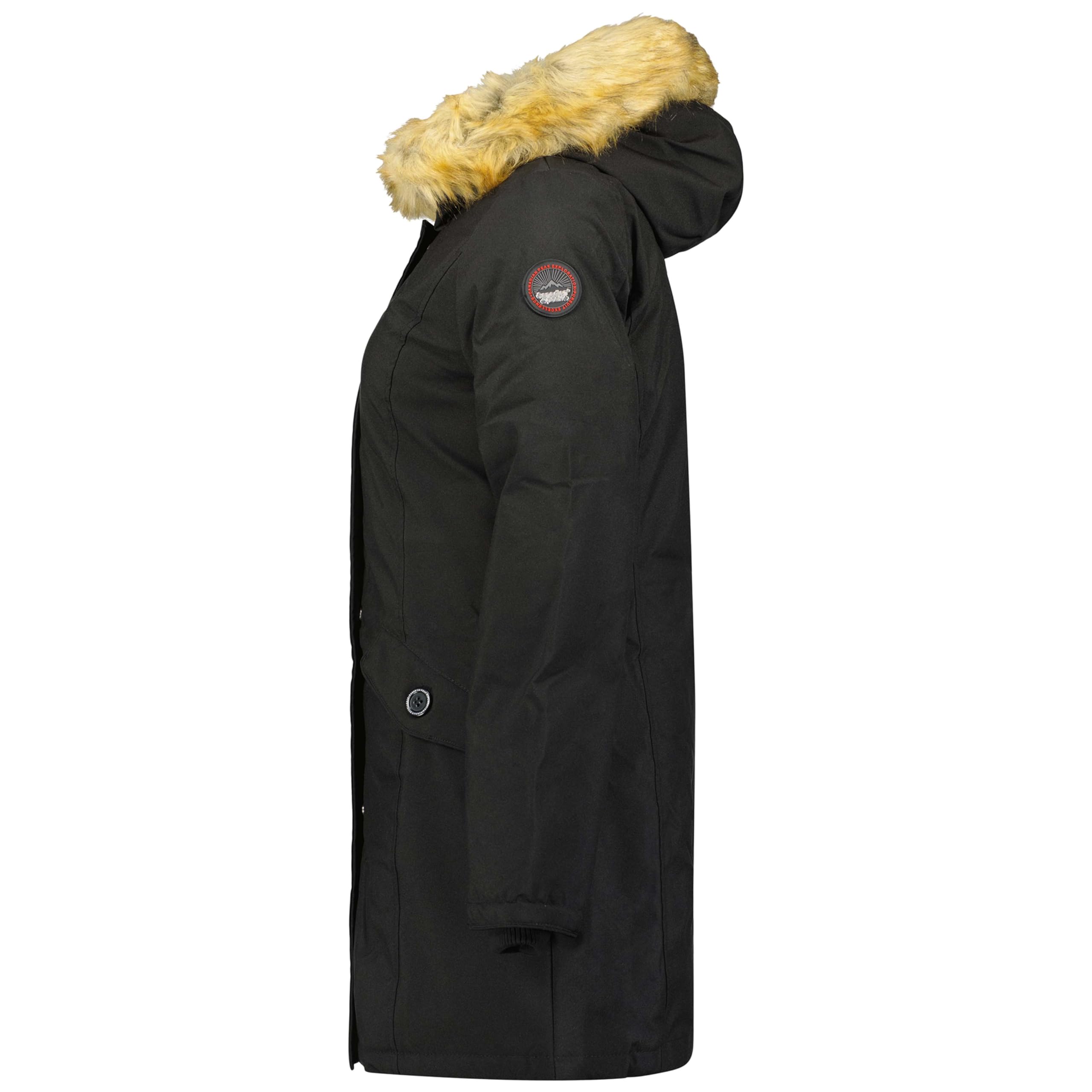Canadian Peak Dinastipeak Lady - Chaqueta Mujer Cálida Esqui - Abrigo Para Mujeres Con Capucha Sintética - Parka Elegante A Prueba De Viento - Otono Invierno Primavera (Negro L)