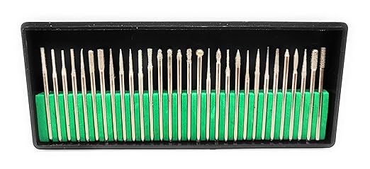 T H TOOLS CENTRE Diamond Drill Burr Bits 30X Silver for Carving and Engraving DIY Dremel Rotary Tool Tools (30)