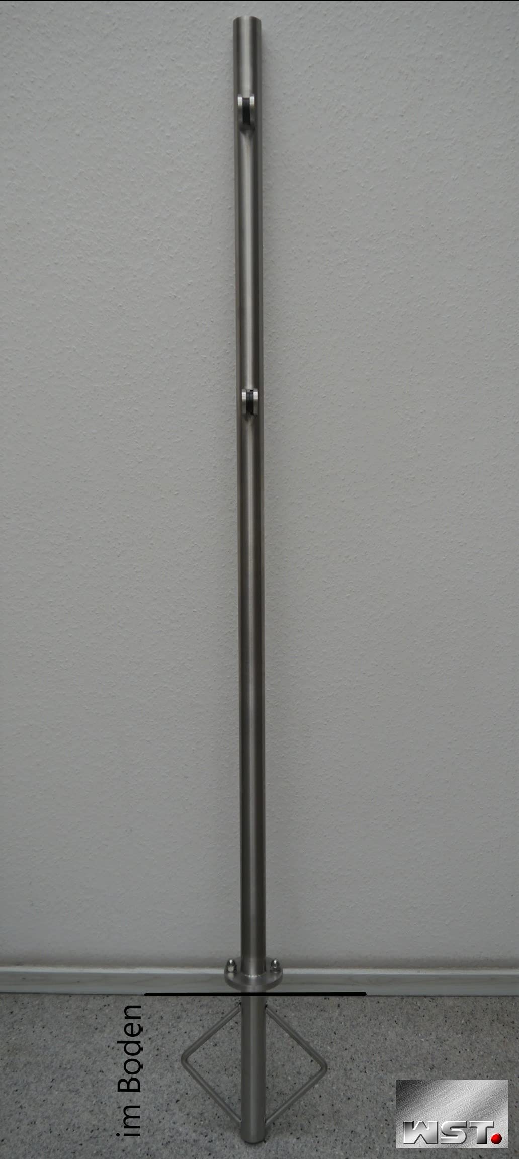 Werbeschild Ständer aus Edelstahl, Pfostenpaar mit Bodenankern für Ihr Reklameschild (Pfostenhöhe: 1,70m / Schildhöhe: 60cm)