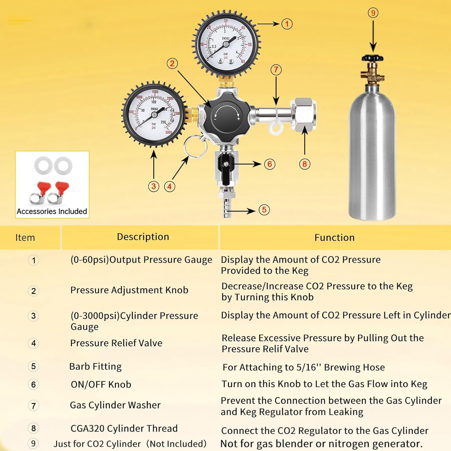 10FT Beer Line and Keg Co2 Regulator