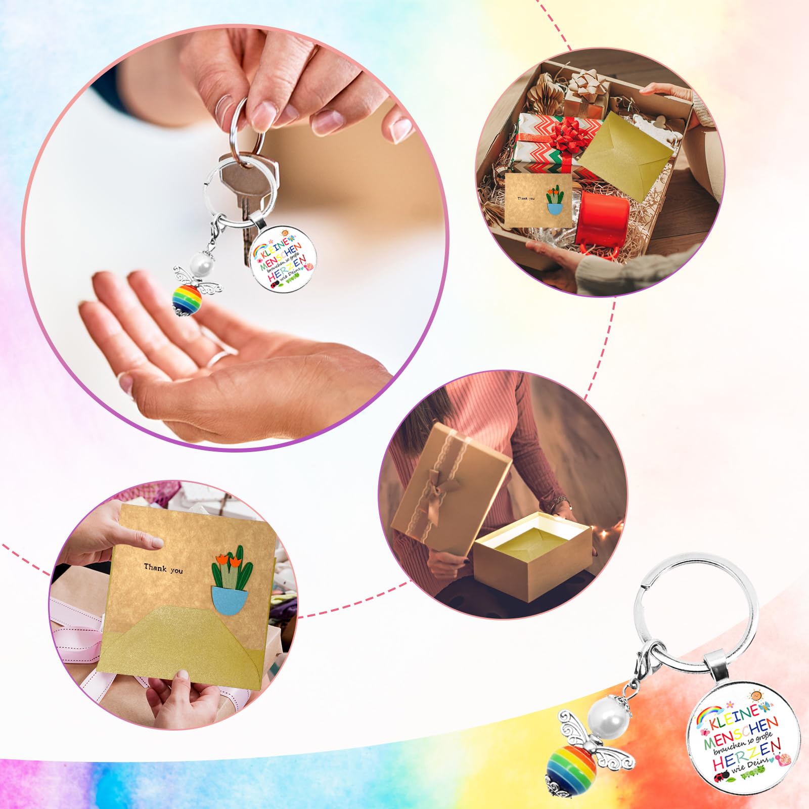 BETESSIN Abschiedsgeschenk Erzieherin - Dankeskarte Mit Schutzengel Schlüsselanhänger