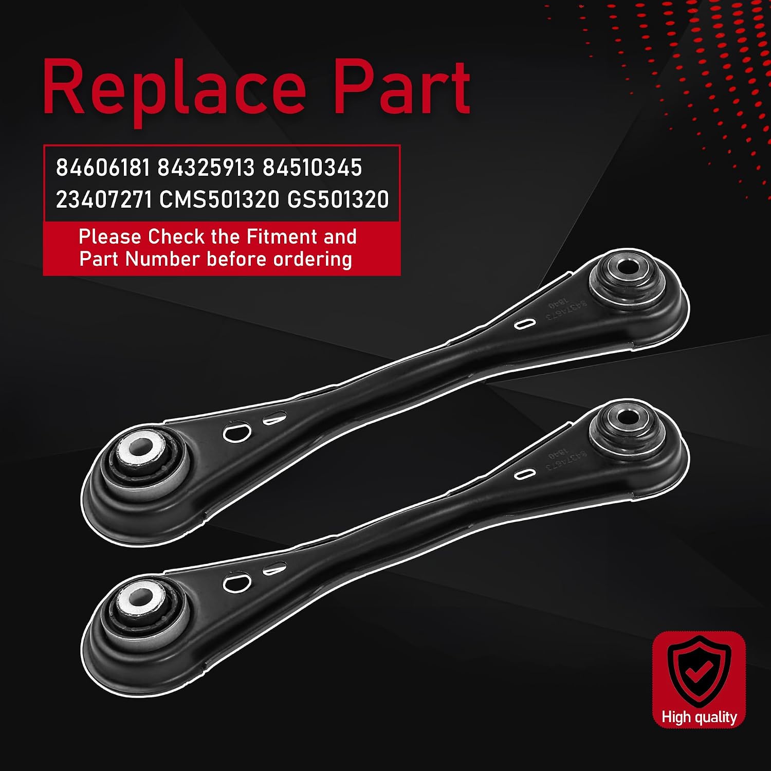2PCS Rear Left & Right Lower Suspension Adjust Link Lateral Arm Compatible with 2017-2025 Chevrolet Blazer Cadillac XT5 XT6 Traverse GMC Acadia Buick Enclave Replaces 84606181 84325913