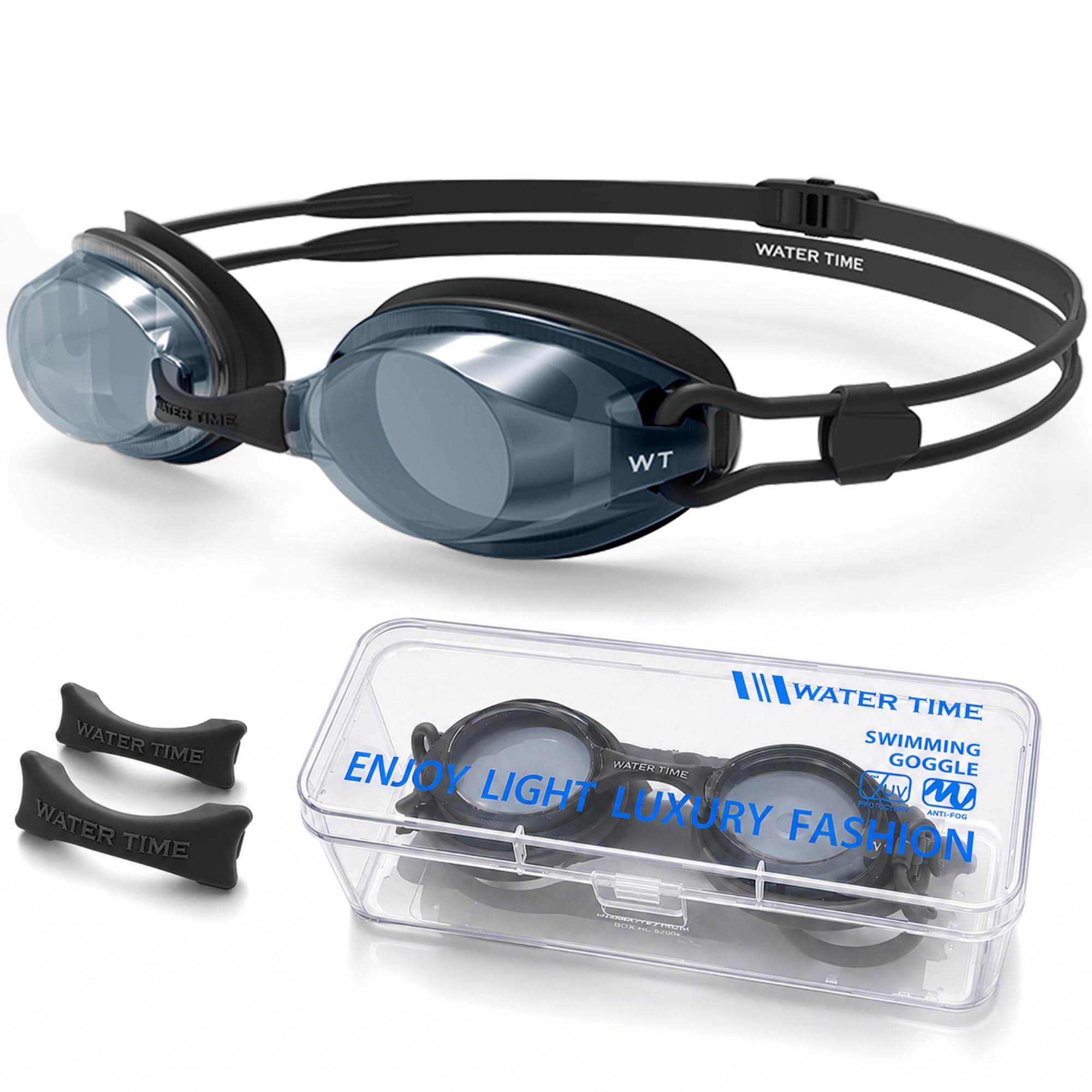 Gafas de natación unisex para hombres y mujeres, antivaho, tecnología UV, doble correa, sin fugas