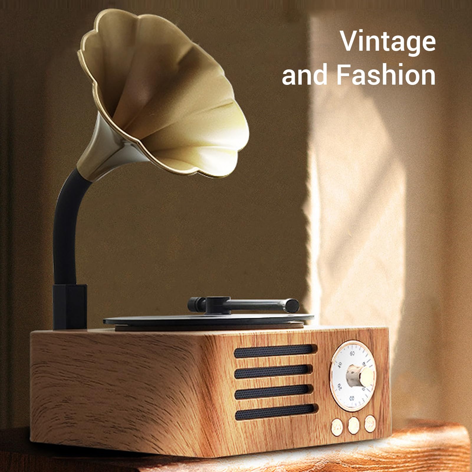 Głośnik Bluetooth, Przenośny, Zabytkowy, Obrotowy Gramofon, Głośnik Stereo w Kształcie, Obsługa Radia Bluetooth 5.0 AUX FM, do Słuchania Muzyki i Dekoracji Wnętrz