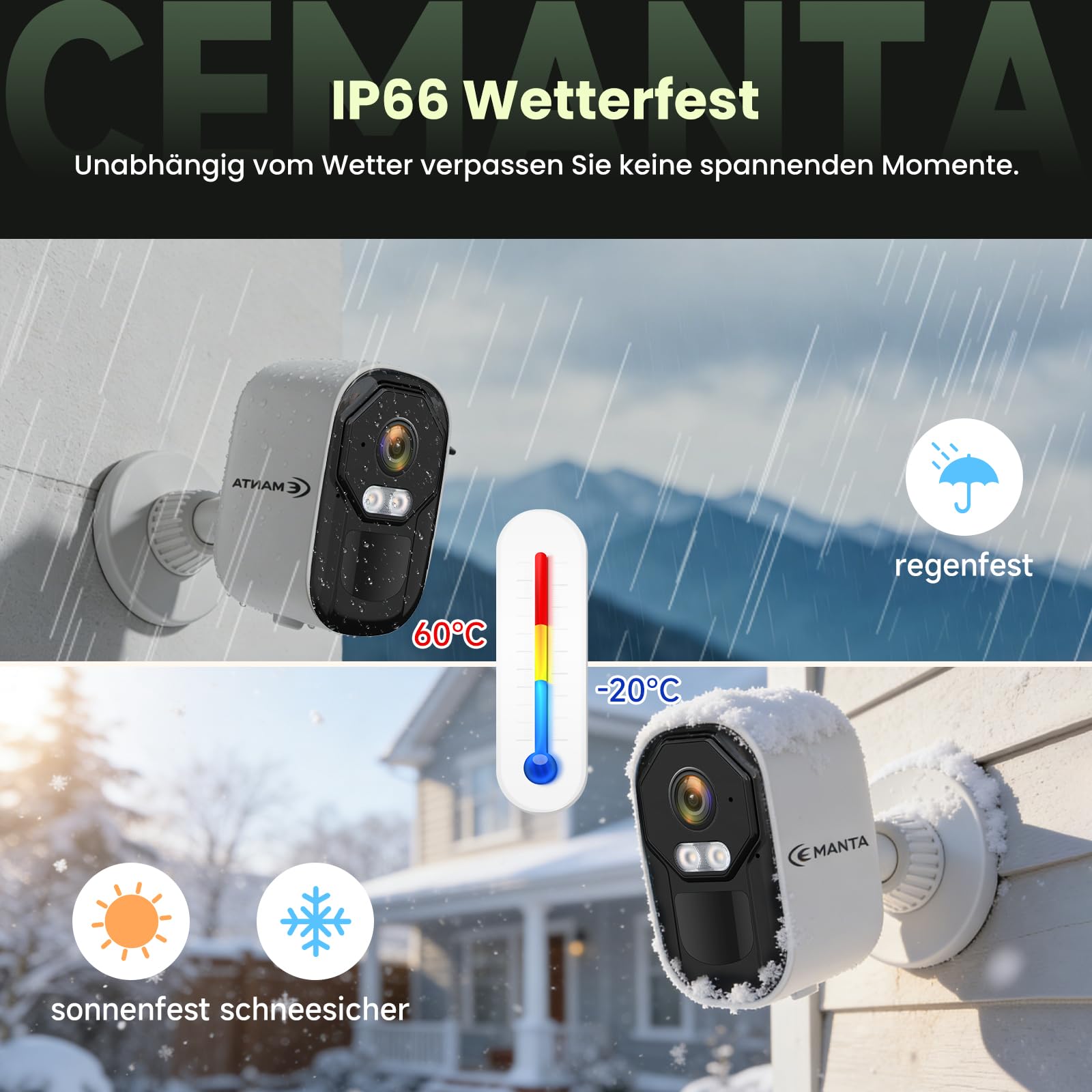 4MP Überwachungskamera Aussen Solar mit Akku 5GHz/2,4GHz WLAN