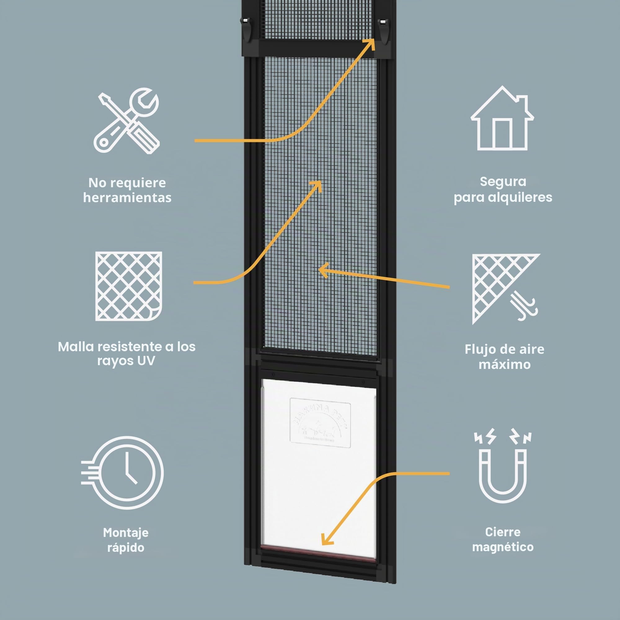 Hakuna Pets Puerta de Patio para Mascotas para Puertas correderas, fácil de Instalar, Inserto de Puerta de Perro con Cierre magnético Seguro, Malla Duradera Resistente a los Rayos UV, Simplemente