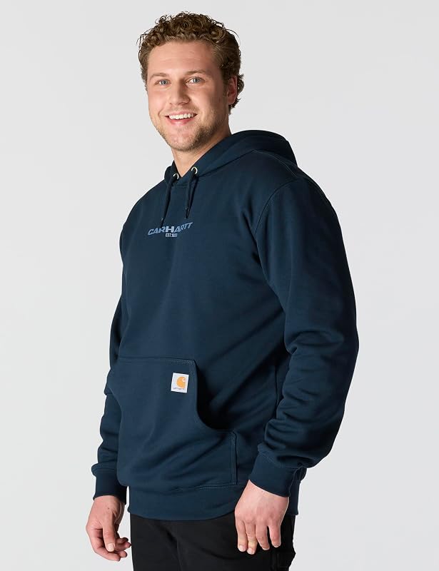 Carhartt Men's Rain Defender Loose Fit Midweight 1889 Graphic Sweatshirt, New Navy, Large Tall image 2