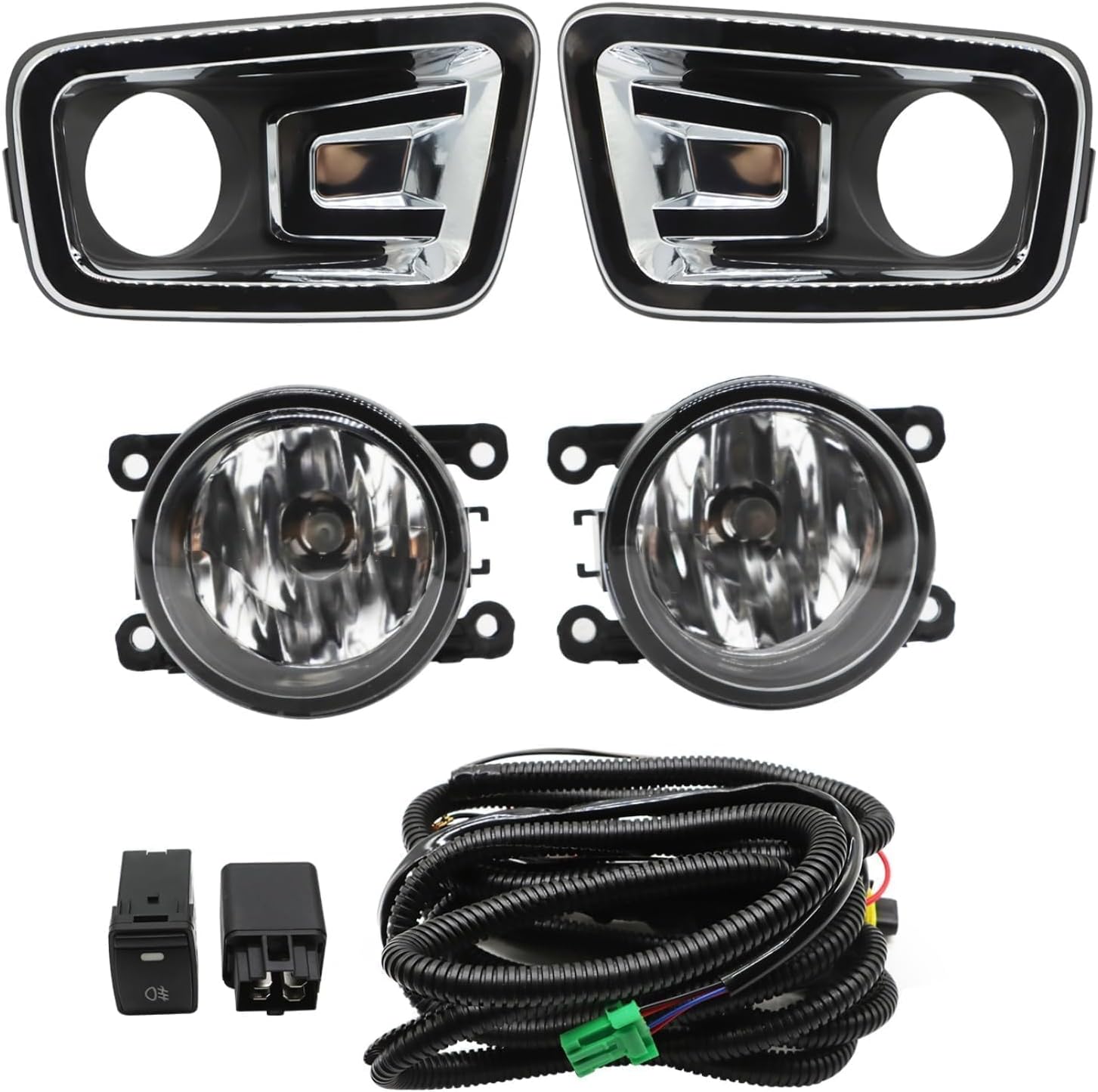 Pair Fog Lights Assembly Compatible with 2017-2018 Titan & 2016-2019 Titan XD Front Fog Lamp with H11 12V 55W Bulbs and Wiring Switch Driver and Passenger Side 62257EZ02B 62256EZ02B