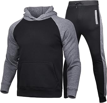 Mens Big and Tall Tracksuits Cotton Workout Sports Hooded Casual Athletic Pants 2 Piece Set