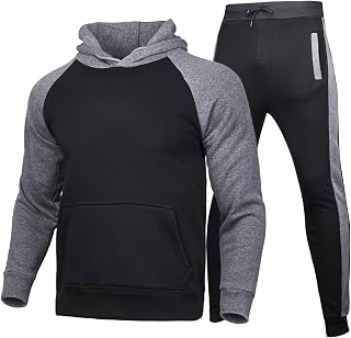 Tracksuits Set Outfits for Men Loose Warm Workout Hooded Pullover Sweatsuits Casual 2 Piece Jogging Suits with Pocket