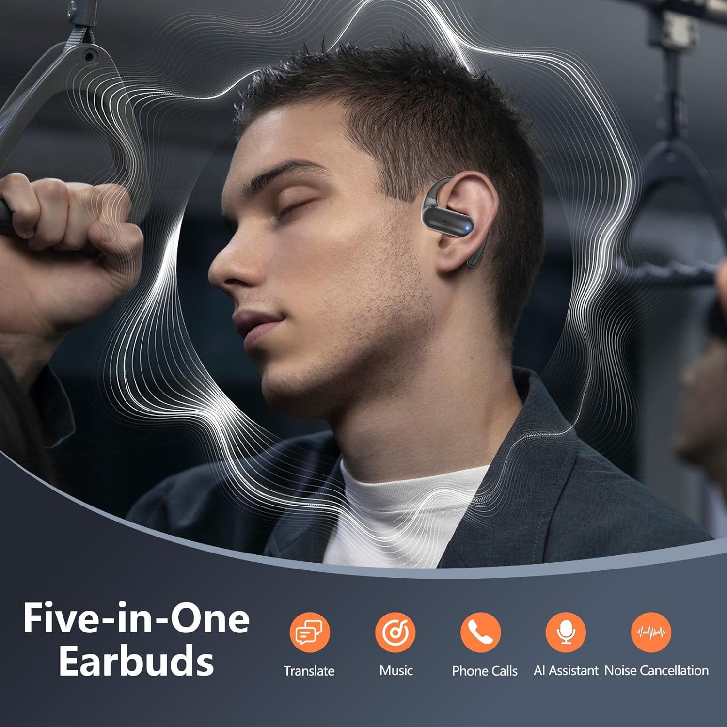 AI Translation Earbuds Real Time,182 Language Translator Earbuds,5-in-1 Open Ear Translator Device,Audifonos Traductores Inglés Español,Translating Earbud for Travel Learning with Charging Case