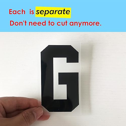 Miniatura 5 de Letras termotransferibles de 3 pulgadas Letras DIY Letras Jersey Ropa Camiseta Eslogan del equipo (negro)