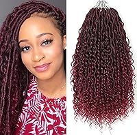 Vista 20 de Locs de diosa de imitación de pelo de ganchillo boho, locs de río boho, hippie ondulado de ganchillo con cabello rizado en el medio y puntas