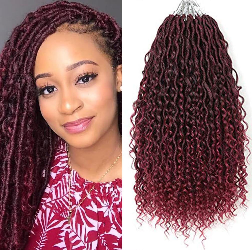 Aipin Goddess Locs Crochet Hair 18 Inch 8 Packs Boho River Locs Hippie Locs Wavy Crochet With Curly Hair In Middle And Ends Braids Hair Extensions(18 inch, T530)