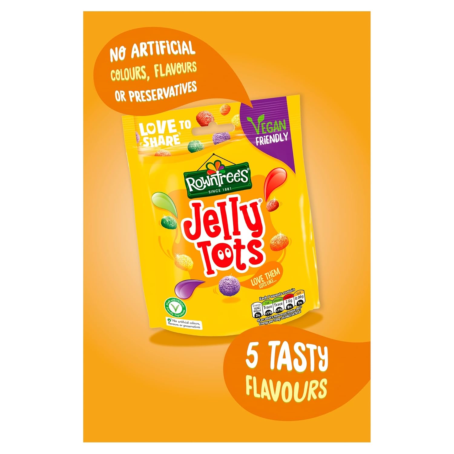 Original Rowntrees Jelly Tots Sweets Bag Pouch Imported From The UK England-Rowntrees Jelly Tots, 150 g