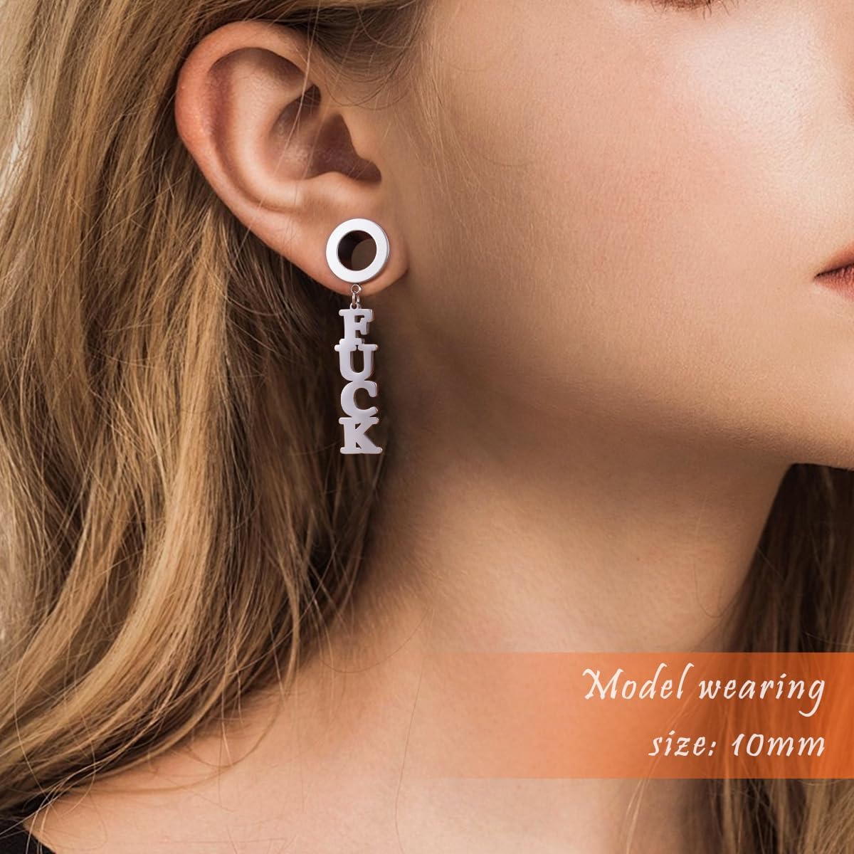 2PCS Punk Style Metal Rivet Tassel Dangle Ear Plugs Tunnels Gauges Stainless Steel Gauge Earrings Screw on Expander Stretcher For Women Men Body Piercing Jewelry