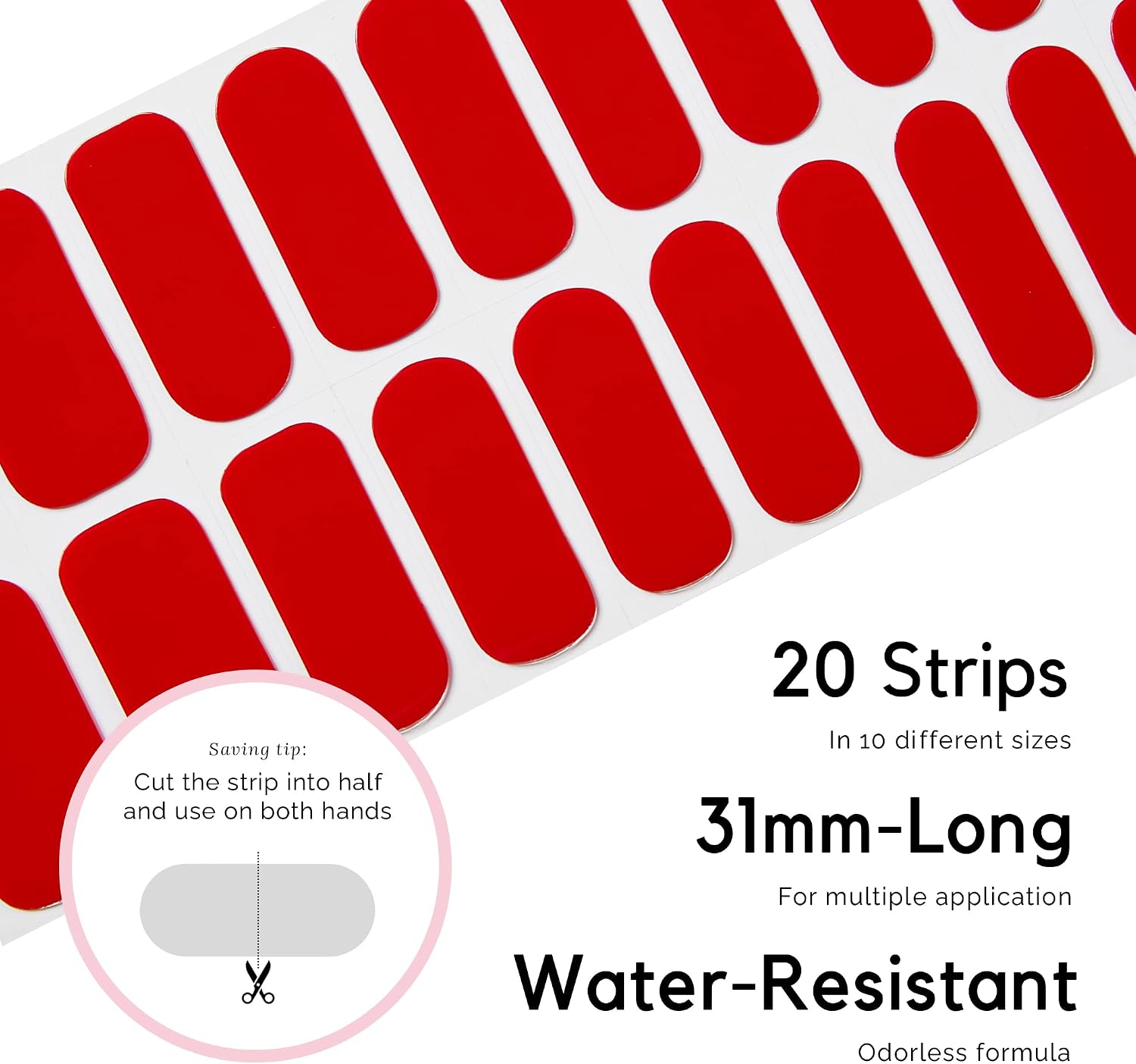NAILOG Semi Cured Gel Nail Strips, 20 Pieces Extra Long Nail Polish Strips - Image 5